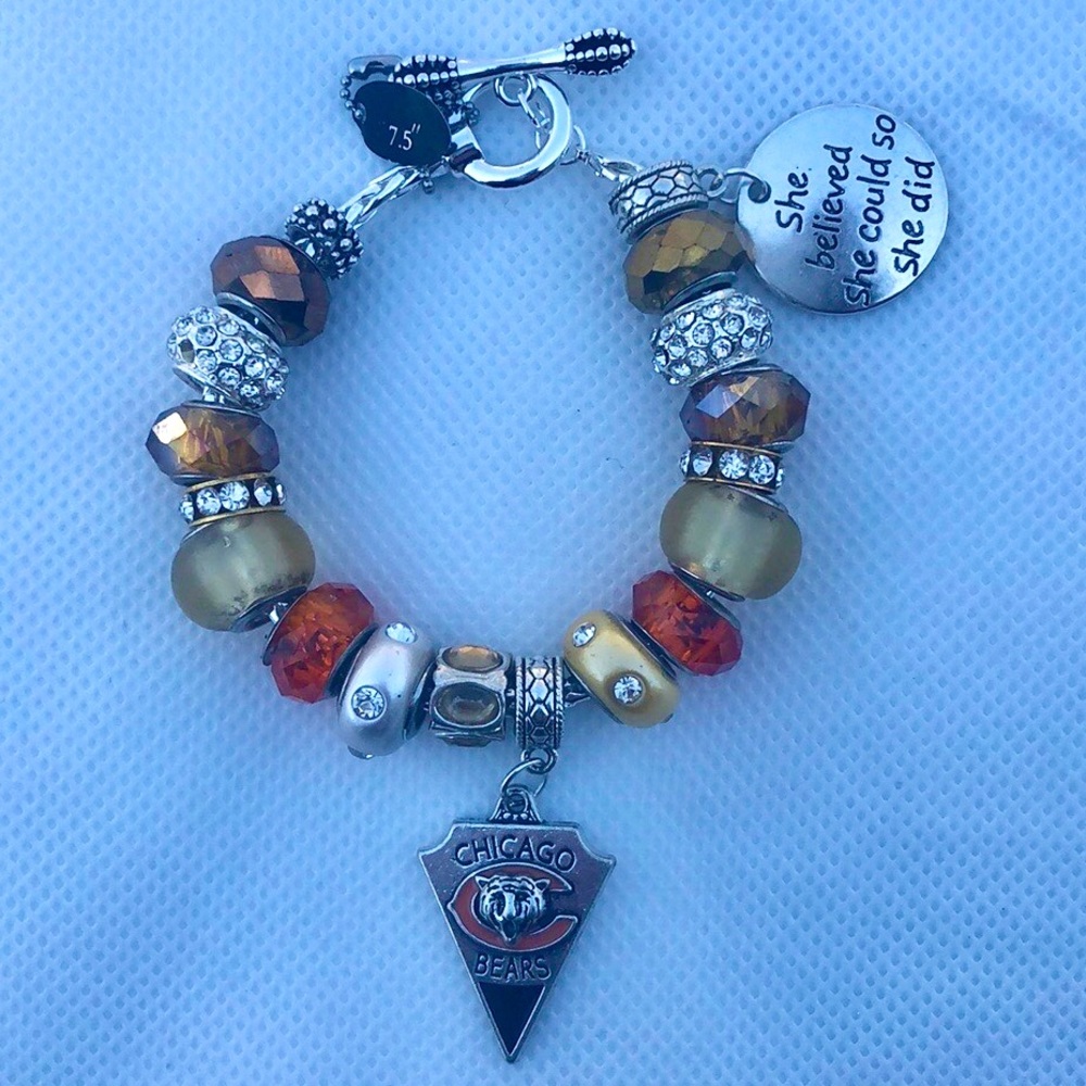 Handcrafted European Style Beaded Charm Bracelet on DaVinci Toggle Chain